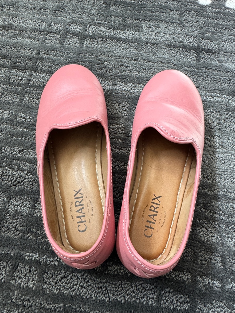 Charix Pink Leather Slip-On Ballet Flats